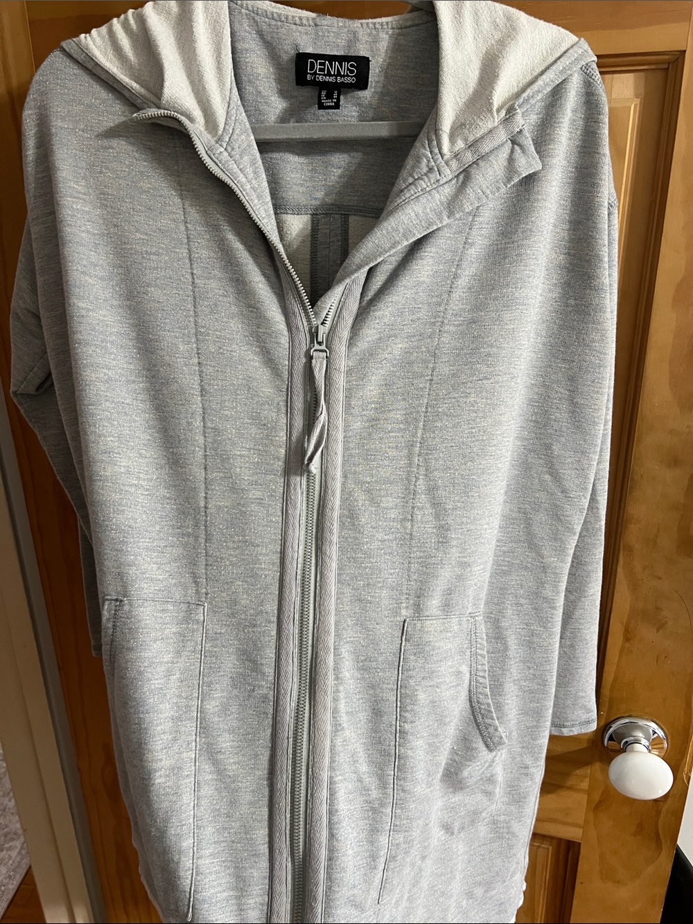 Lurex Blend Zip Front jacket with hood EUC